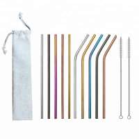 Hot!!! Stainless steel rainbow colored metal straws for drinking