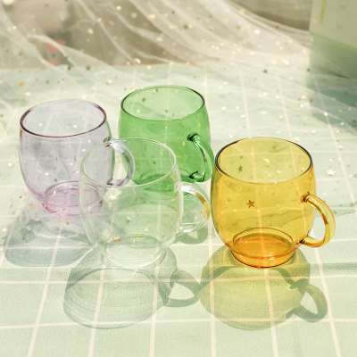 china heat resistant  juicer small  glass cup coffee yogurt colored milk glass cup