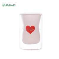 Glass drinking cup love printing glass cup double wall creative glass cup