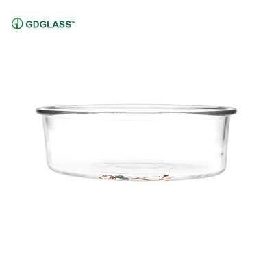 Professional Manufacture Heat resistant salad flat dessert glass bowl