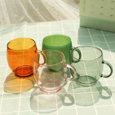 Reusable tea glass smoothie cup coffee juice  with handle  glass thin cup