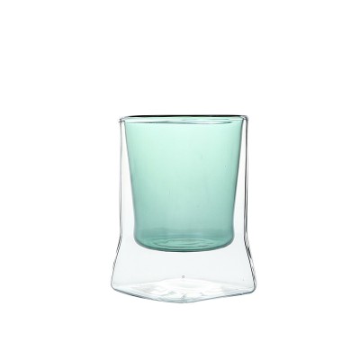 double wall durable glass colored coffee borosilicate drinking glass cup for juice