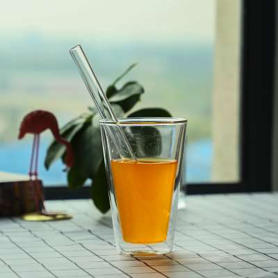 Guaranteed Quality reusable borosilicate glass cup with drinking straw