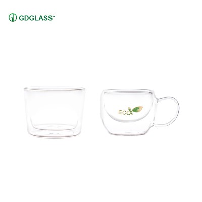 Factory direct price concessions double wall  clear glass coffee cup with handle