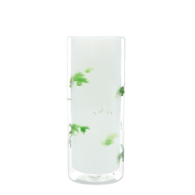 creative pentagon bottom clear transparent Pine Print Cup glass reusable cup